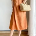 thumbnail image 5 of gljltg Women's Loose Cotton Linen Sleeveless Summer Dress for Beach Pool Home Travel Party – Breathable Comfortable Versatile Stylish Design with Strappy Details & Chest Embellishments, 5 of 6