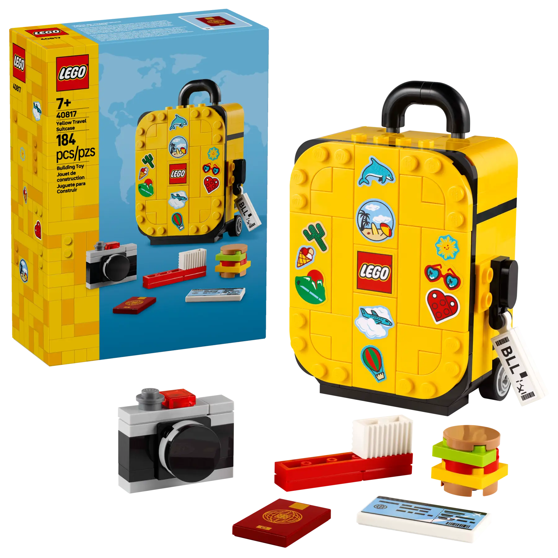 yello イエロー　サマーセット LEGO Yellow Travel Suitcase 184pcs, travel-themed accessories with