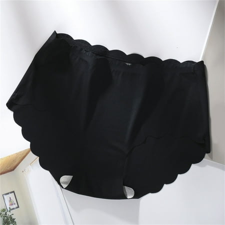 

Cathalem Cotton Underwear Women Bikini Seamless Women Solid Color Triangle Ice Silk Seamless Mid Waist Stash Underwear Underpants Black X-Large