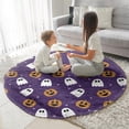 thumbnail image 3 of Halloween Purple Ghosts and Pumpkins Round Blanket,Comfortable Soft Flannel Throw Blanket,All Season,Warm Lightweight Blankets for Sofa Bed Couch Living Room Chair 60"x60", 3 of 5