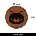 thumbnail image 2 of Round Cat Face Bored 2.5" Faux Leather Round Engraved Iron-On Patch - Brown, 2 of 6