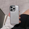 thumbnail image 1 of Luxury Glossy Crocodile Pattern Case For iPhone 16 15 14 13 12 11 Pro Max Plus Plating Cool Armor Shockproof Bright Color Cover Silver For iPhone 14 Pro, 1 of 6