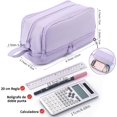thumbnail image 3 of Estuche para Lapices de Gran Capacidad con 4 Compartimientos, Organizador de Papelería para Oficina Trabajo (Morado), 3 of 4