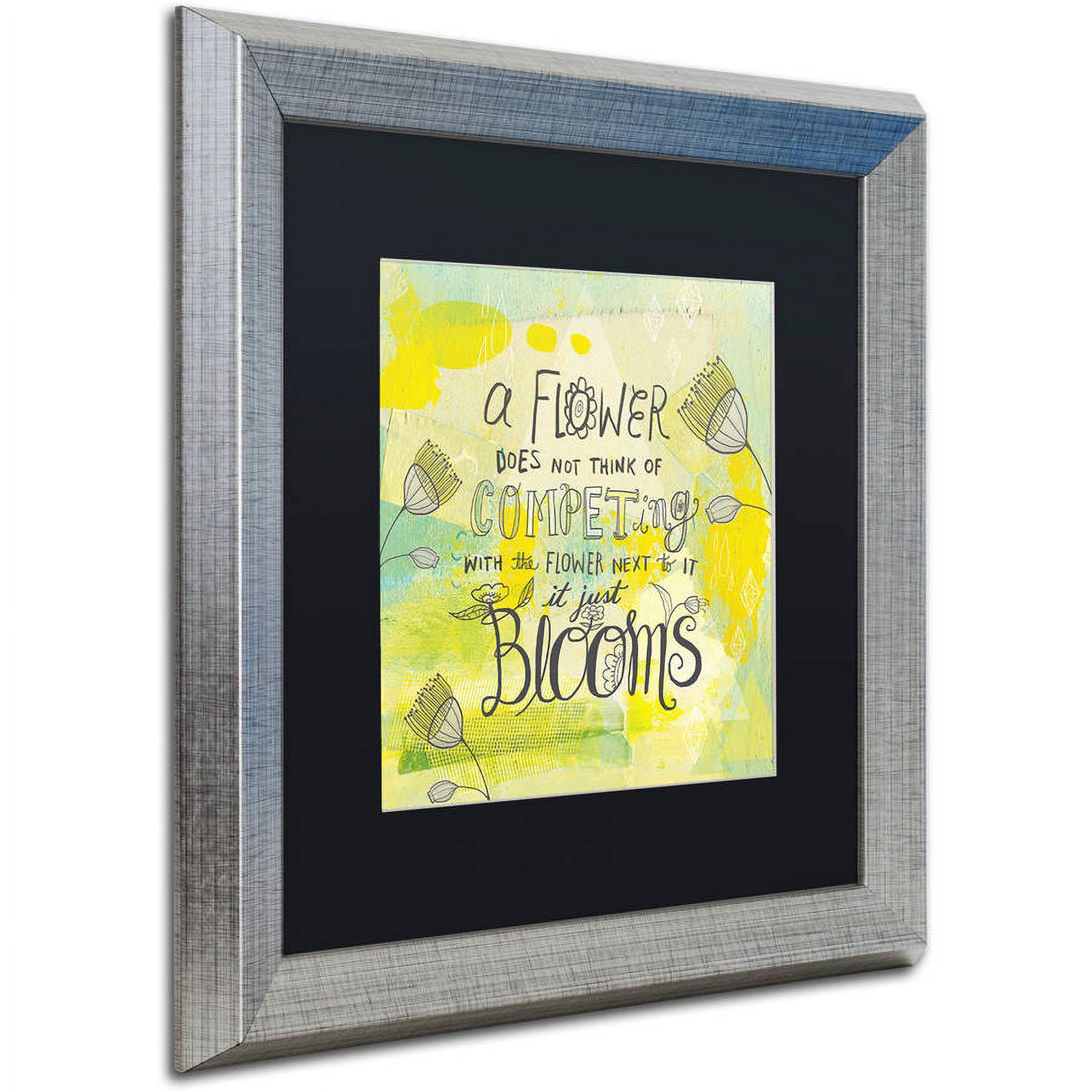 Trademark Fine Art "Blooms Quote" Canvas Art by Elizabeth Caldwell, Black Matte, Silver Frame