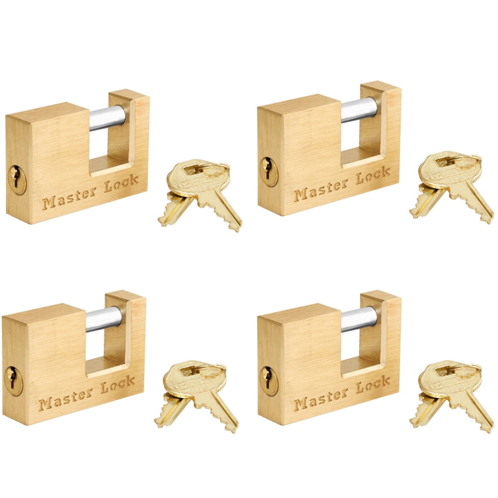 Master Lock 605DAT Solid Brass Coupler Latch Lock 3/4in (19mm) Shackle 4 Pack
