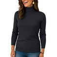 thumbnail image 4 of Nokdvo Women Turtleneck Sweater Plus Size Knitting Long Sleeve Solid Color Sweaters Fall Winter Casual Loose Ribbed Pullover Top,Black M, 4 of 4