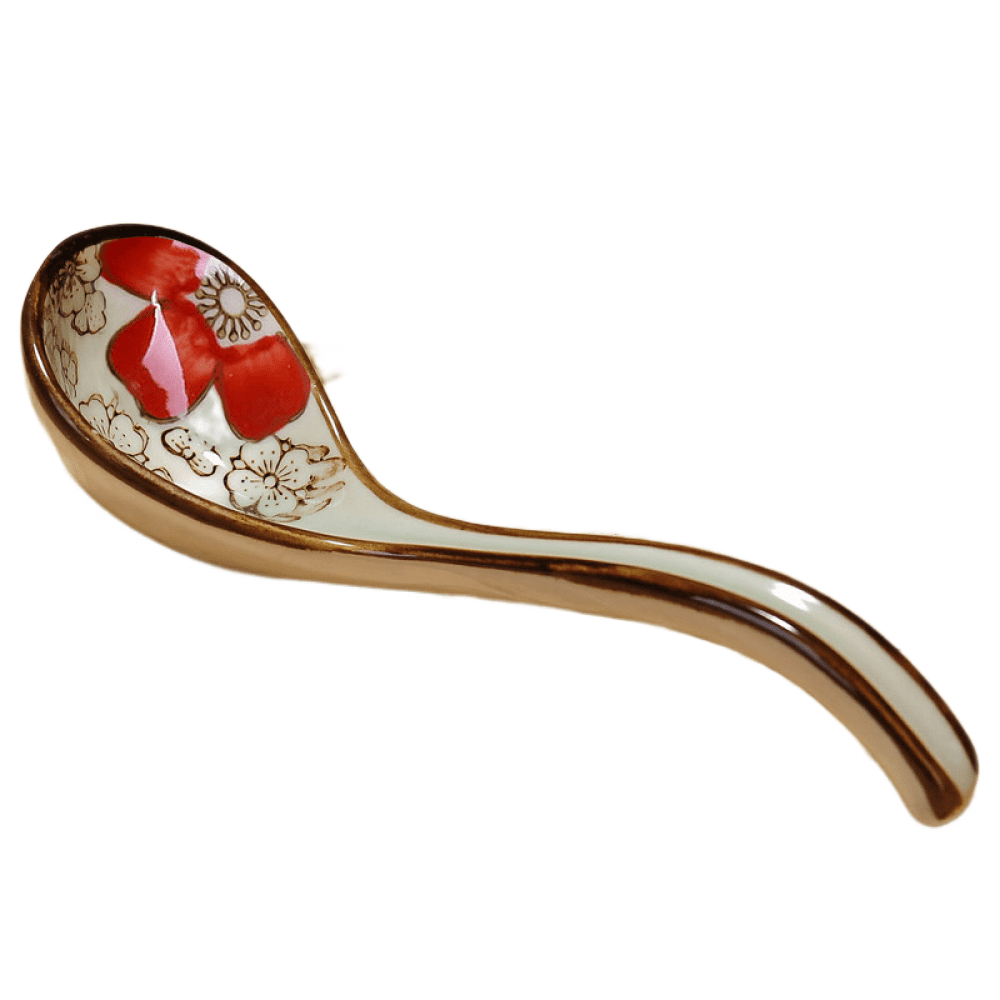 TIMPCV Ceramic Soup Spoons Set Porcelain Japanese Soup Spoon Long