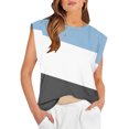 thumbnail image 2 of Timegard Débardeur pour Femmes Été Décontracté à Blocs de Couleur Manches Courtes Tee-Shirts Confortables Col Rond Ajusté, 2 of 4