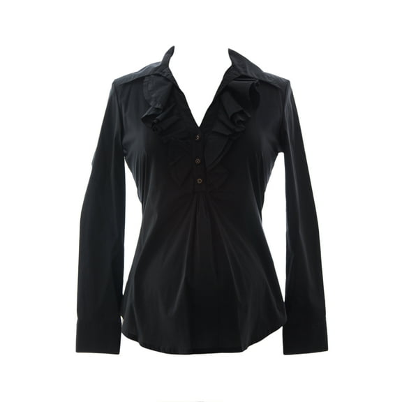 Olian Women's Long Sleeve Ruffled Maternity Blouse X-Small Black