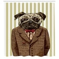 thumbnail image 3 of Ambesonne Pug Shower Curtain, Smart Dressed Dog Suit, 69"Wx70"L, Brown Pale Brown, 3 of 3