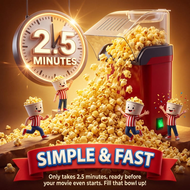 Ambler 1200W Electric Hot Air Popcorn Maker photo 2
