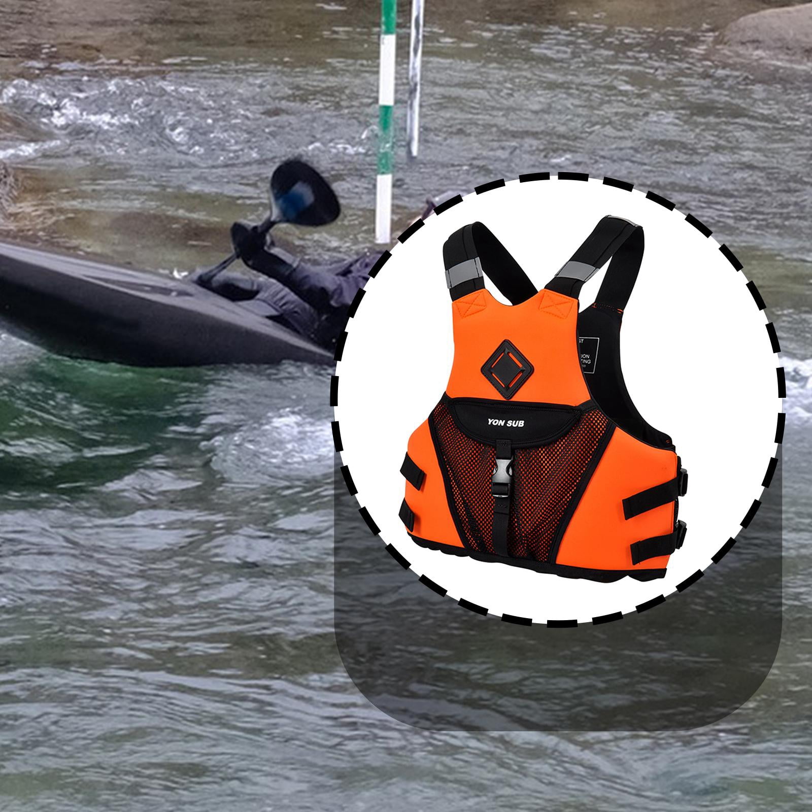 TTETTZ Adult Kayak Vest Multipurpose Life Jacket for Canoeing Water Sports Kayaking L Orange