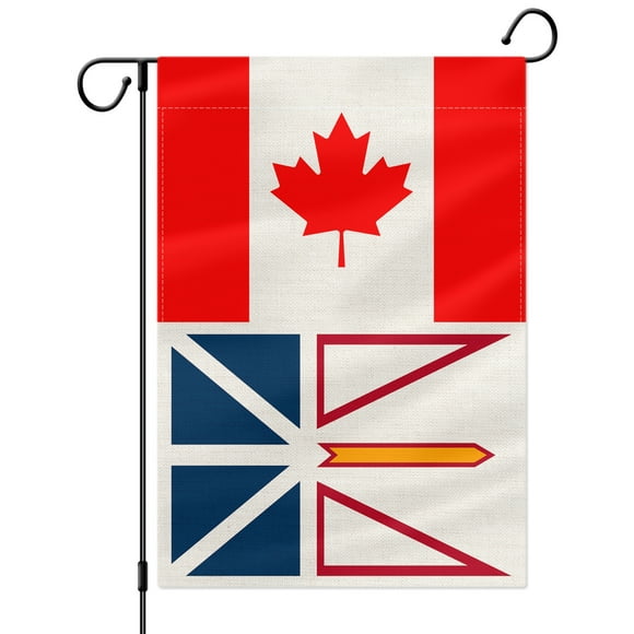 PTEROSAUR Canada and Newfoundland And Labrador Garden Flag, 12.5x18 inch Vertical Double Sided Small Flag, for House Yard Lawn Outdoor Decoration Banner