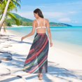 thumbnail image 7 of FORMRS Womens Beach Sarong Semi-Sheer Bikini Wrap Skirt Swimsuit Cover-ups, Red Abstract Lines, 7 of 7