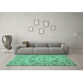 thumbnail image 3 of Ahgly Company Machine Washable Indoor Rectangle Oriental Turquoise Blue Modern Area Rugs, 3' x 5', 3 of 4