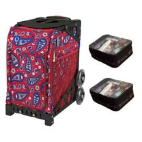 Zuca 18" Sport Bag - Paisley in Red with 2 Small Utility Pouch (Black Frame)