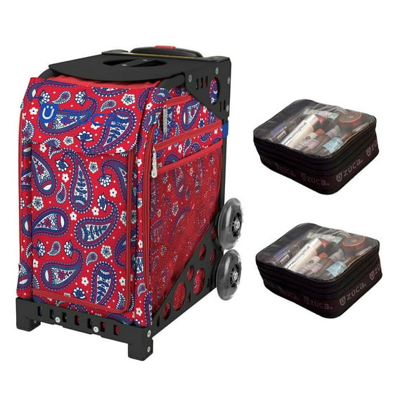 Zuca 18" Sport Bag - Paisley in Red with 2 Small Utility Pouch (Black Frame)