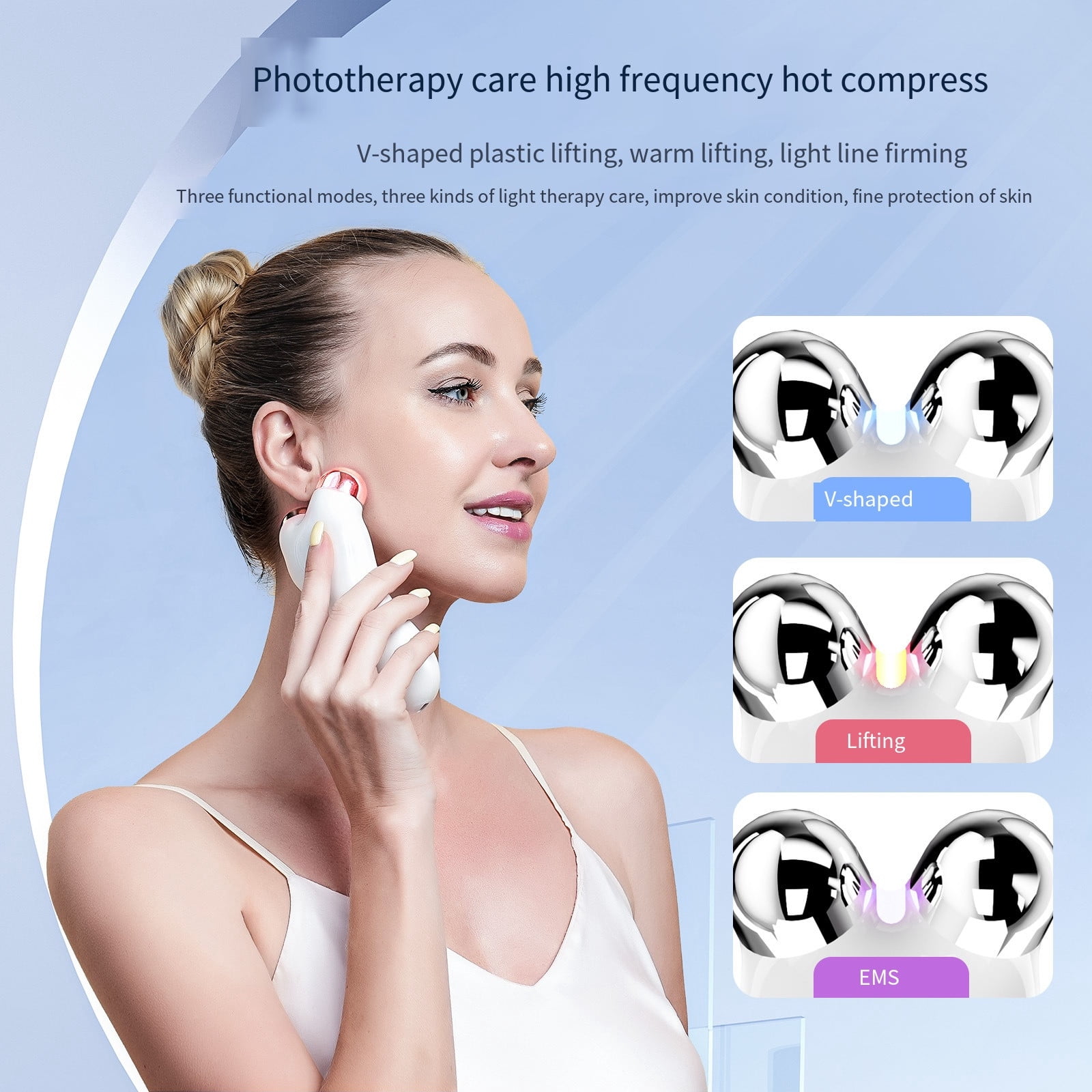 Micro Roller Massager Household V Shaped Facial Device For Lifting Firming Skin And Improved Circulation