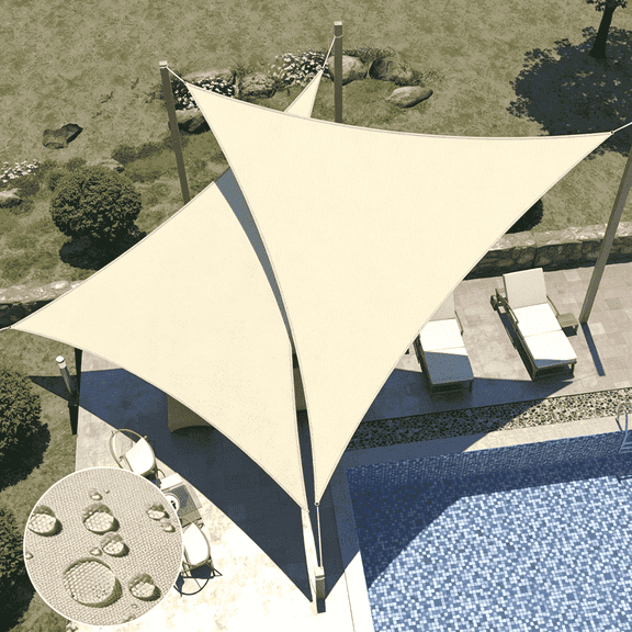 1Pc Triangle SunShade Sail, 10/16FT Waterproof Polyester Sun Shade Canopy Awning, 95% UV Block, Easy Install & Durable for Patio Garden Backyard Deck Pergola