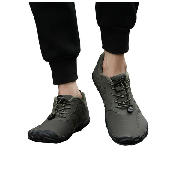 Women's Mens Waterproof Winter Warm Barefoot Shoes Comfortable Non Slip Hiking Shoes Fleece Lined Slip On Sneakers Green Size 9