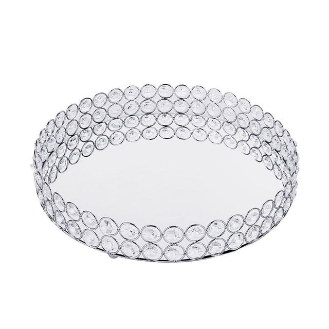 Bandeja de cristal, plato para tartas, caja de almacenamiento de cosméticos, bandeja de hierro con espejo dorado, bandeja para bodas y Halloween