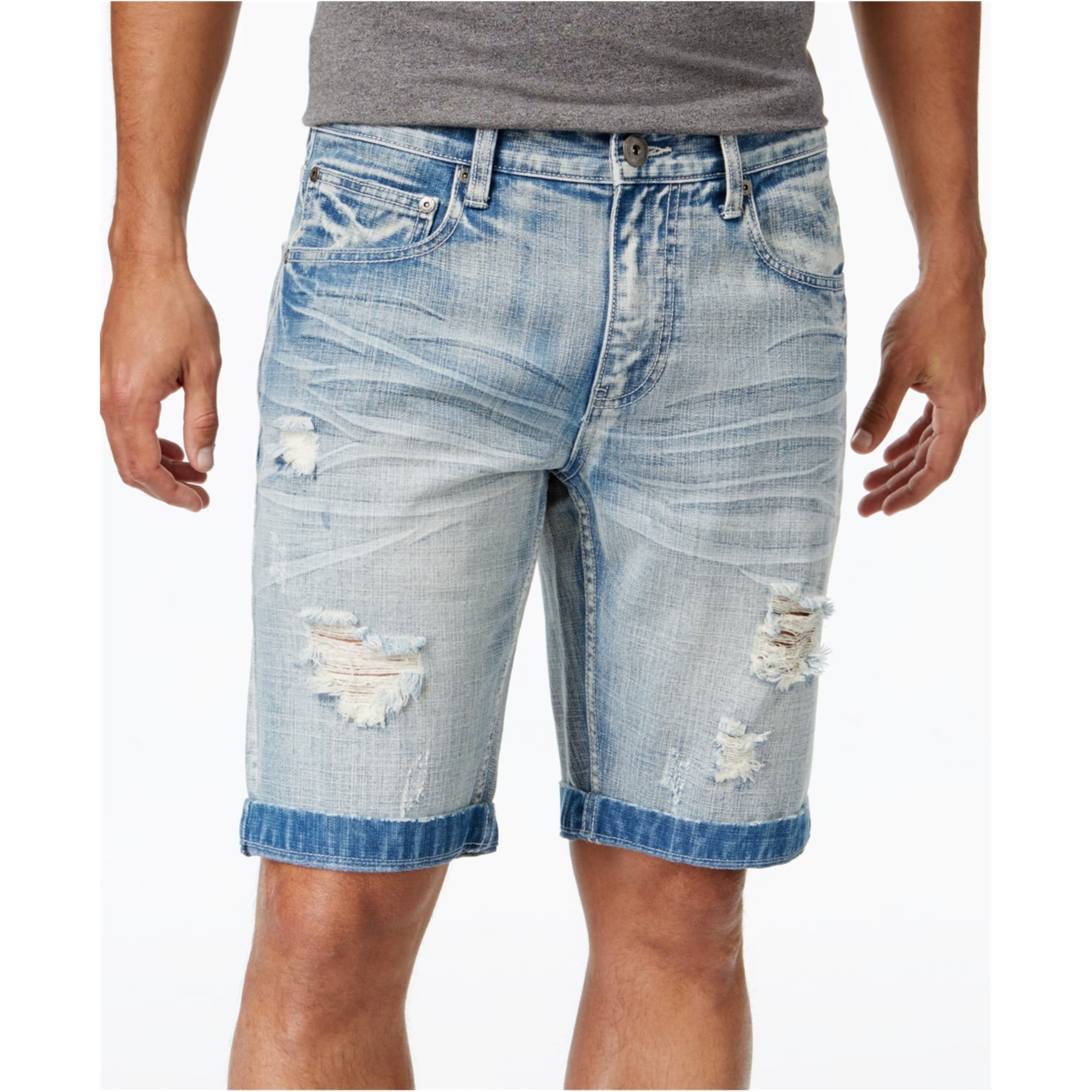mens distressed jean shorts