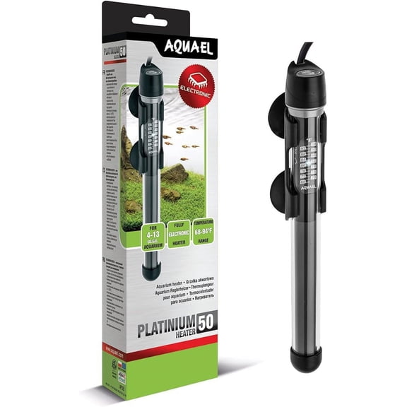 Aquael Platinium Aquarium Heater for Freshwater & Saltwater Aquariums - 50 Watt, 4-13 Gallons