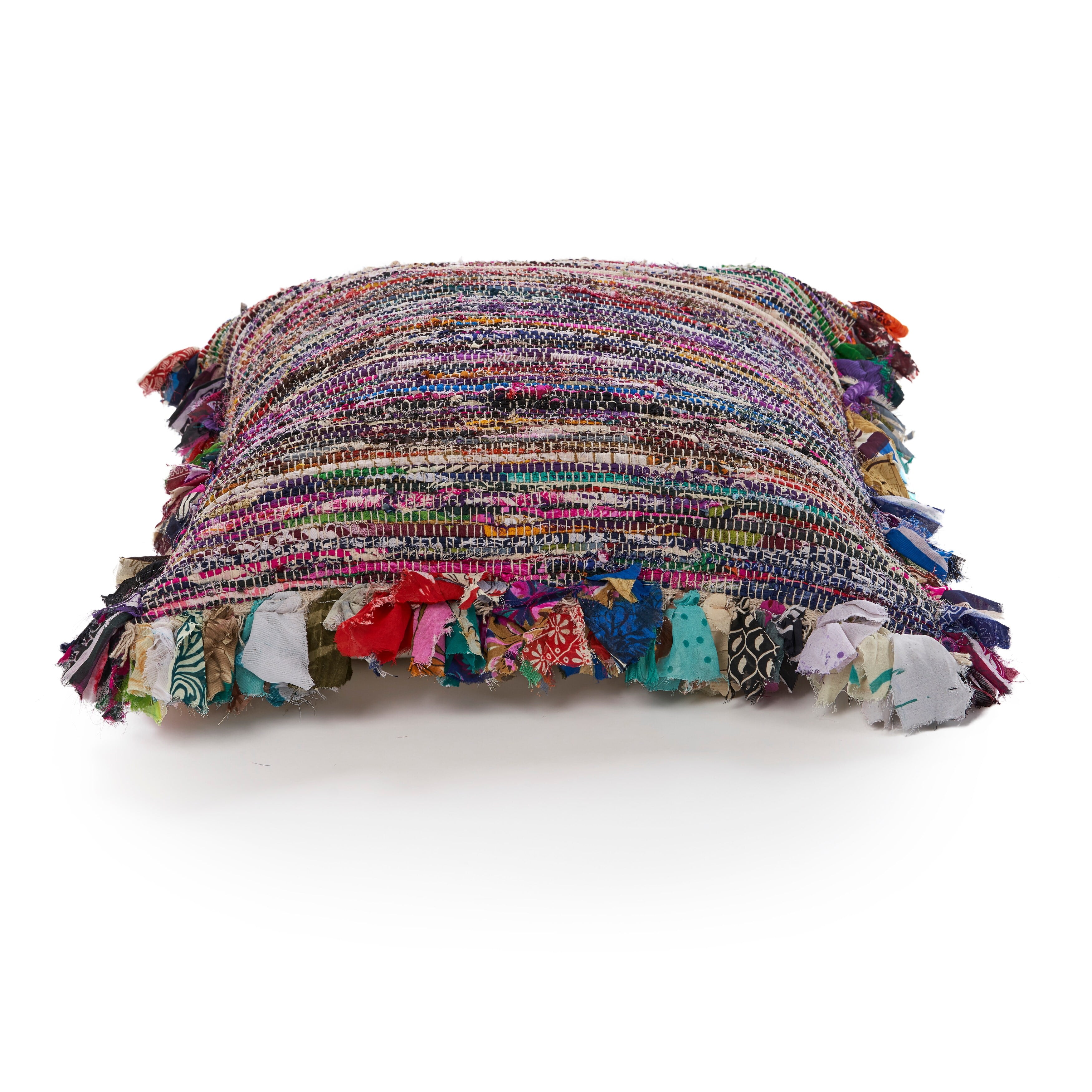 Ox Bay Eli Set of 2 Boho Striped 18" x 18” Recycled Material Adult Decorative Feather Filled Pillow Set