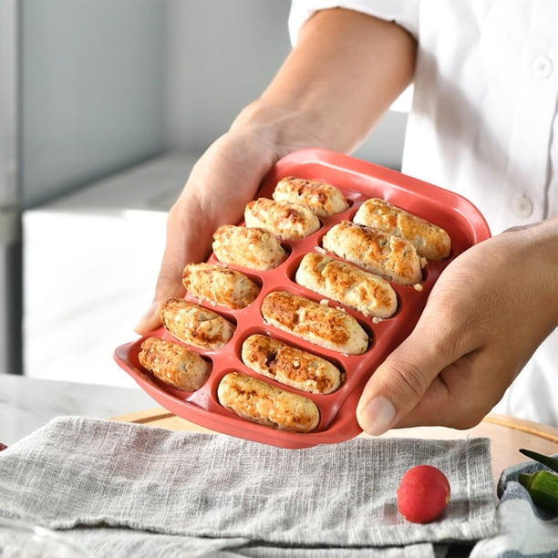 Xihbxyly Molde de Silicona para Salchichas, Herramienta Multifuncional para Hornear y Cocinar Al Vapor, Fácil de Limpiar, Diseño Flexible Antiadherente, Cocina Casera, Portátil para Viajes, Tamaño 14
