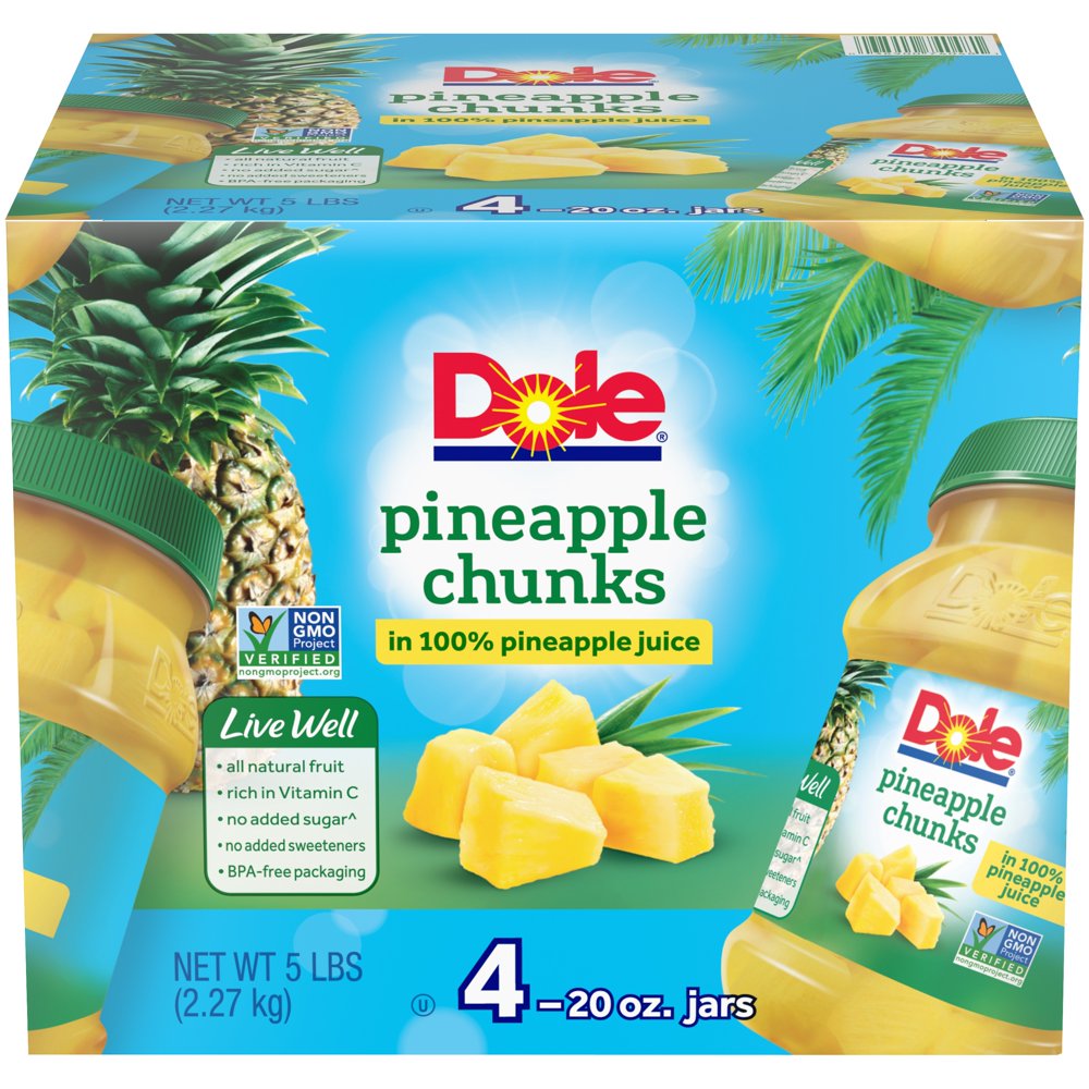 Dole Pineapple Chunks in Juice, 20 Oz, 4 Count