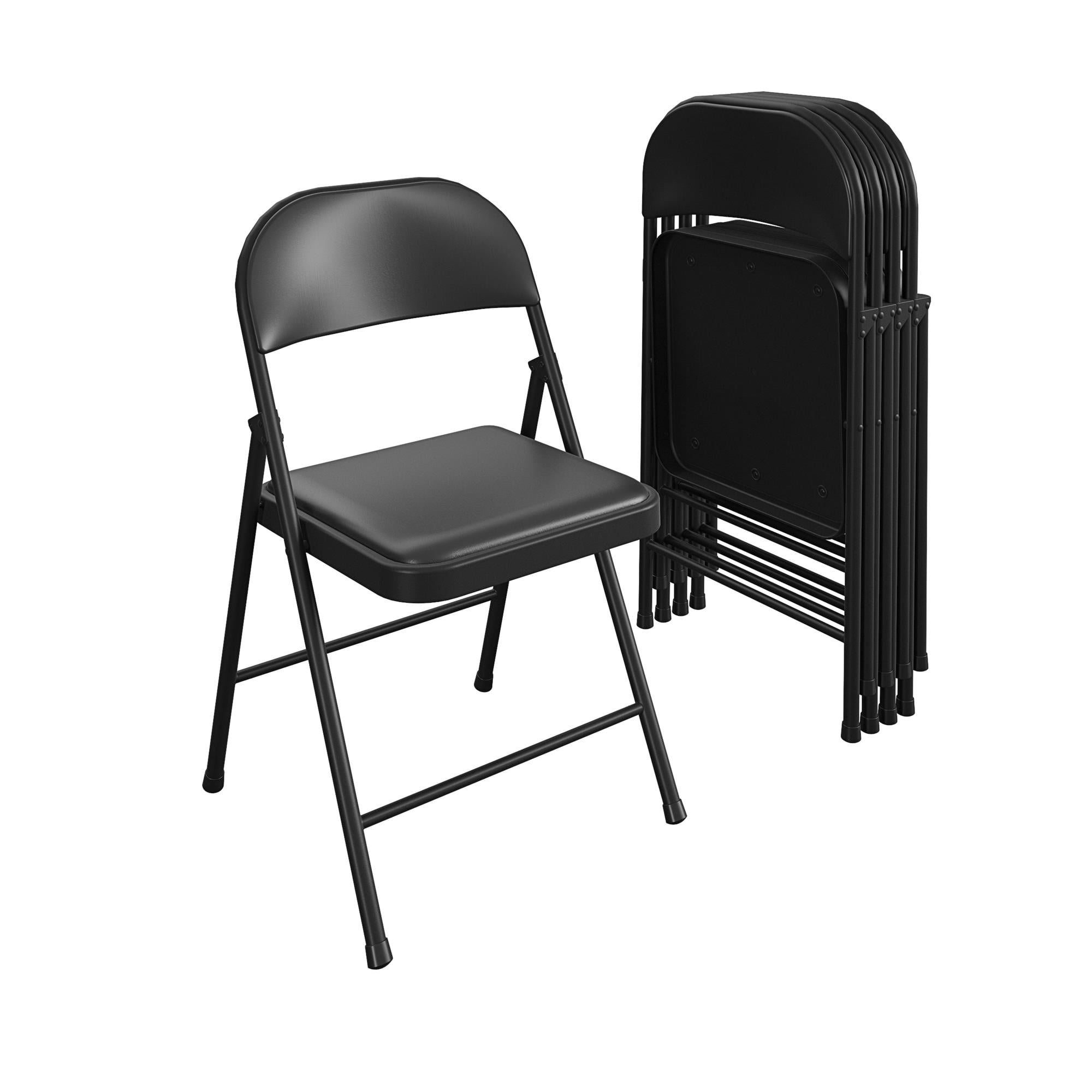 COSCO SmartFoldÂ® Vinyl Folding Chair, 4Pack, Black