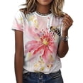 thumbnail image 3 of Bee And Flowers T-Shirt O Neck Oversize T-Shirts Short Sleeve Classic Tees Women Summer Graphic Tops, 3 of 5
