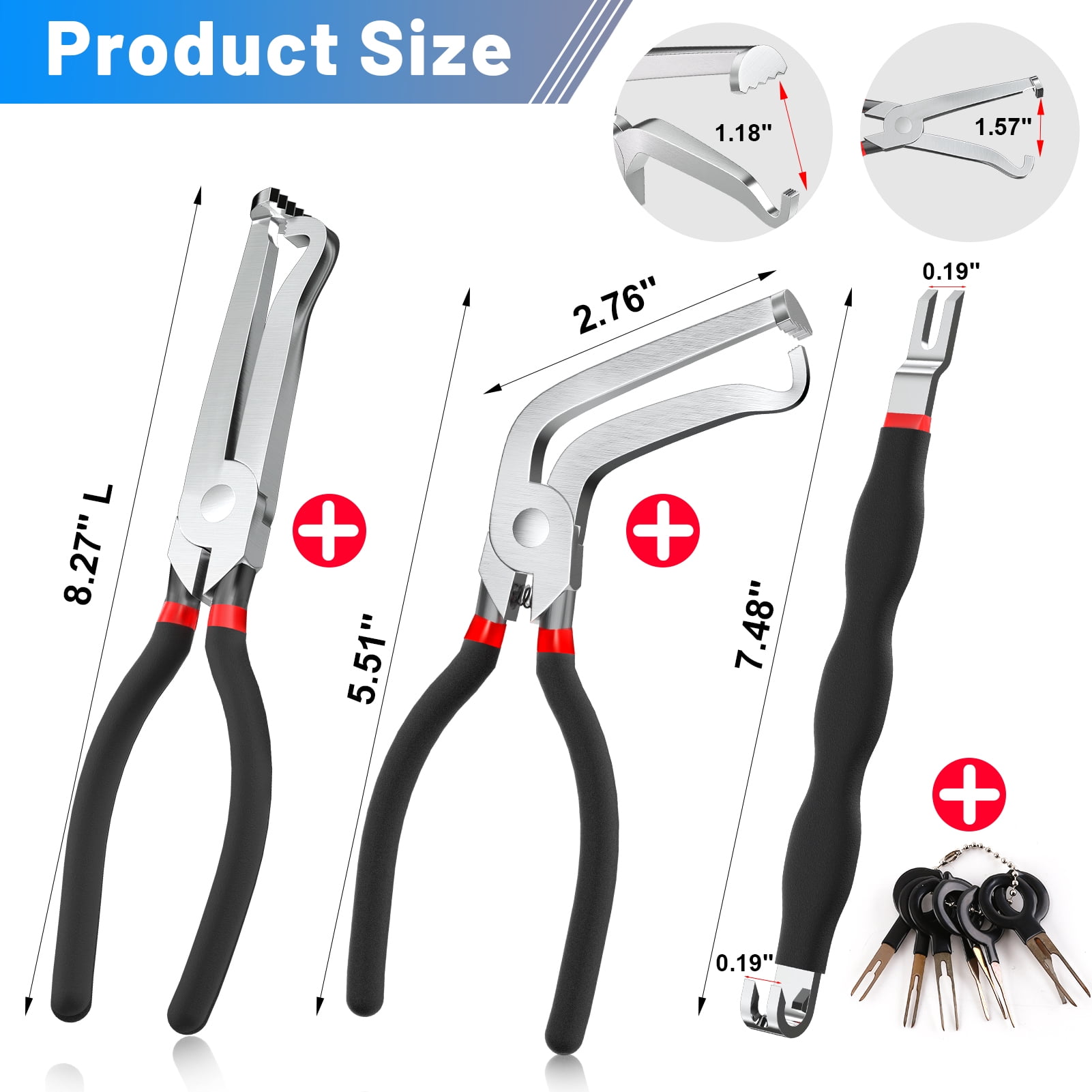 Fabulas 4Pcs Electrical Disconnect Pliers, 60 Degree Straight Electrical Connector Pliers, Separator Pliers for Electrical Wiring, Plug Disconnect Pliers Set Rapid Automotive System Removal Tool