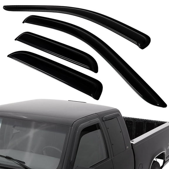 SCITOO Outside Mount Window Visor Deflector Rain Guard Dark Smoke, 4 Pcs Set Fit for 2002-2008 For Dodge Ram 1500