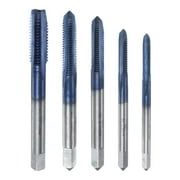 5pieces Metric Straight Fluted Thread Milling Taps Set M3 M4 M5 M6 M8 M35 HSS, Blue