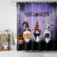 thumbnail image 3 of Gnomes Halloween Shower Curtain Set with Hooks, Purple Pumpkin Black Cat Bat Waterproof Fabric Bathroom Curtains Decor Home Accessories,Stall 36 X 72 Inch, 3 of 9