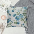 thumbnail image 2 of Chilfamy Blue Flower Green Leaves Square Pillow Cover Case for Cushions Sofa Bed Outdoor Decoration - Short Plush 1PC 20x20in, 2 of 5