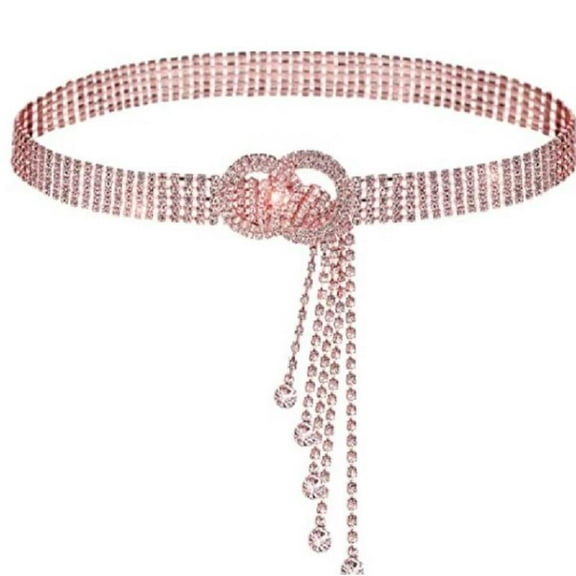 Aellinatey Jeweled Rhinestones Waist Belt Chain Elaborate Waist Belt for Jeans Dresses