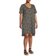 thumbnail image 4 of Terra & Sky Women's Plus Size V-Neck T-Shirt Dress with High Low Hem, 4 of 6