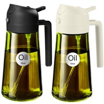 YARRAMATE 2PCS 16oz/470ml Oil Sprayer for Cooking, 2 in 1 Olive Oil Dispenser Bottle, Light Blockage Oil Mister for Air Fryer, BBQ (Black & White)