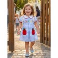 thumbnail image 5 of Cenuakty Girls A-line Dress, Short Sleeve Doll Collar Plaid Pens Summer Dress Back to School Clothes, 5 of 9