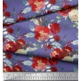 thumbnail image 2 of Soimoi Purple Silk Fabric Leaves & Peony Floral Decor Fabric Printed Yard 42 Inch Wide, 2 of 3