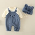 thumbnail image 2 of Zwiiyzr 2025 Infant Baby Girl Boy One Piece Outfit Solid Romper Long Sleeve Onesie Cotton Jumpsuit With Hat Outfits Baby Clothes White, 2 of 7
