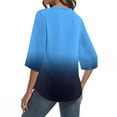 thumbnail image 6 of Scyoekwg Going Out Tops for Women V-Neck Three-quarter Sleeve Shirts Vintage Loose 3/4 Sleeve Tops Fall Clothes Gradient Color Graphic Tops Fashion Dressy Casual Blouses Tops(Blue,M), 6 of 6