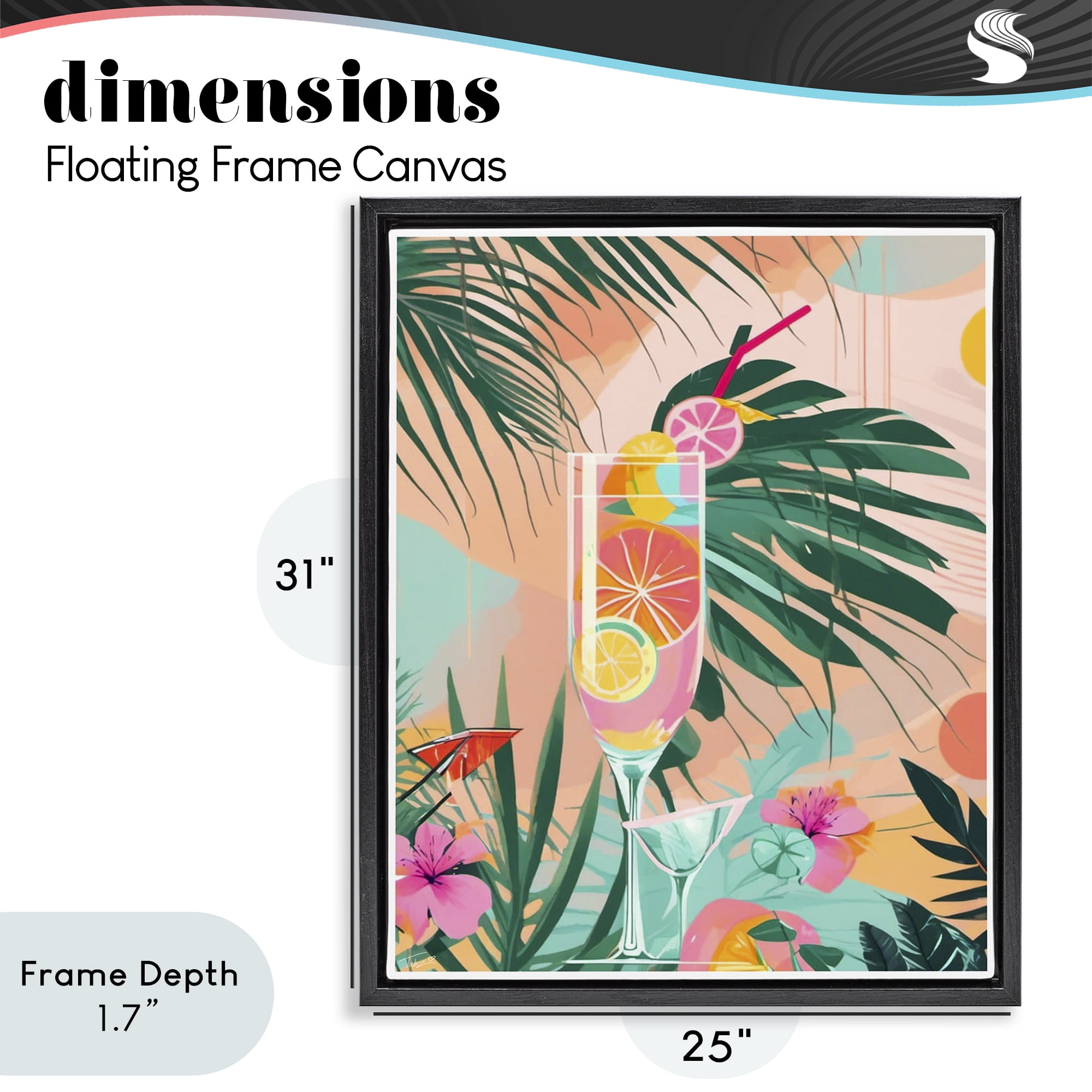 Stupell Industries Jungle Lemonade Cocktail Black Framed Floater Canvas Wall Art, design by Tabz Jones