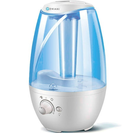 GENIANI Humidifiers - 4L Ultrasonic Cool Mist Humidifier for Bedroom / Home with Night Light - Best Whole House Vaporizer - Large Water Tank - Auto Shut Off & Filter-Free - Gift