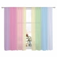 thumbnail image 2 of Rainbow Stripes Semi Sheer Window Curtains 63 Inches Long, Modern Colorful Cream Striped Aesthetics Rod Pocket Voile Silky Chiffon Curtain Light Filtering Drapes for Living Room, 52"x63", 2 Panels, 2 of 9