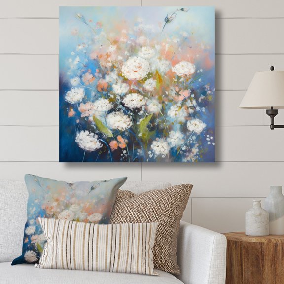 DESIGN ART Designart "White Blue Carnation Flower" Floral Carnation Canvas Print 16 in. wide x 16 in. high