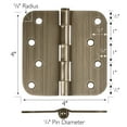 thumbnail image 2 of Design House 9-Pack 4" H x .625" Radius Butterfly Interior/Exterior Door Hinges, Antique Brass, 2 of 14