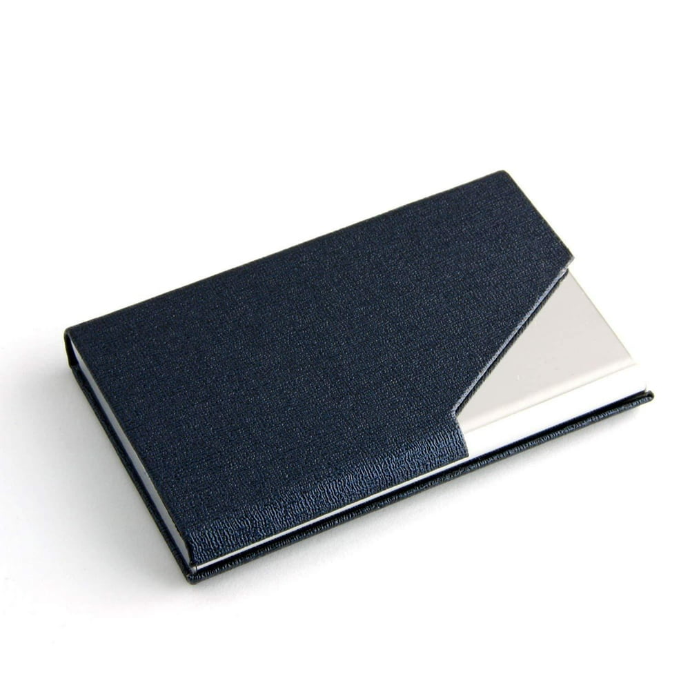 Simyoung Business Name Card Case - PU Leather & Stainless Steel Multi ...